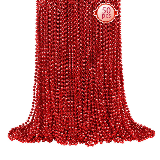 SHAOQINLIN red Mardi Gras beads pack, bright and lightweight for festive parades.