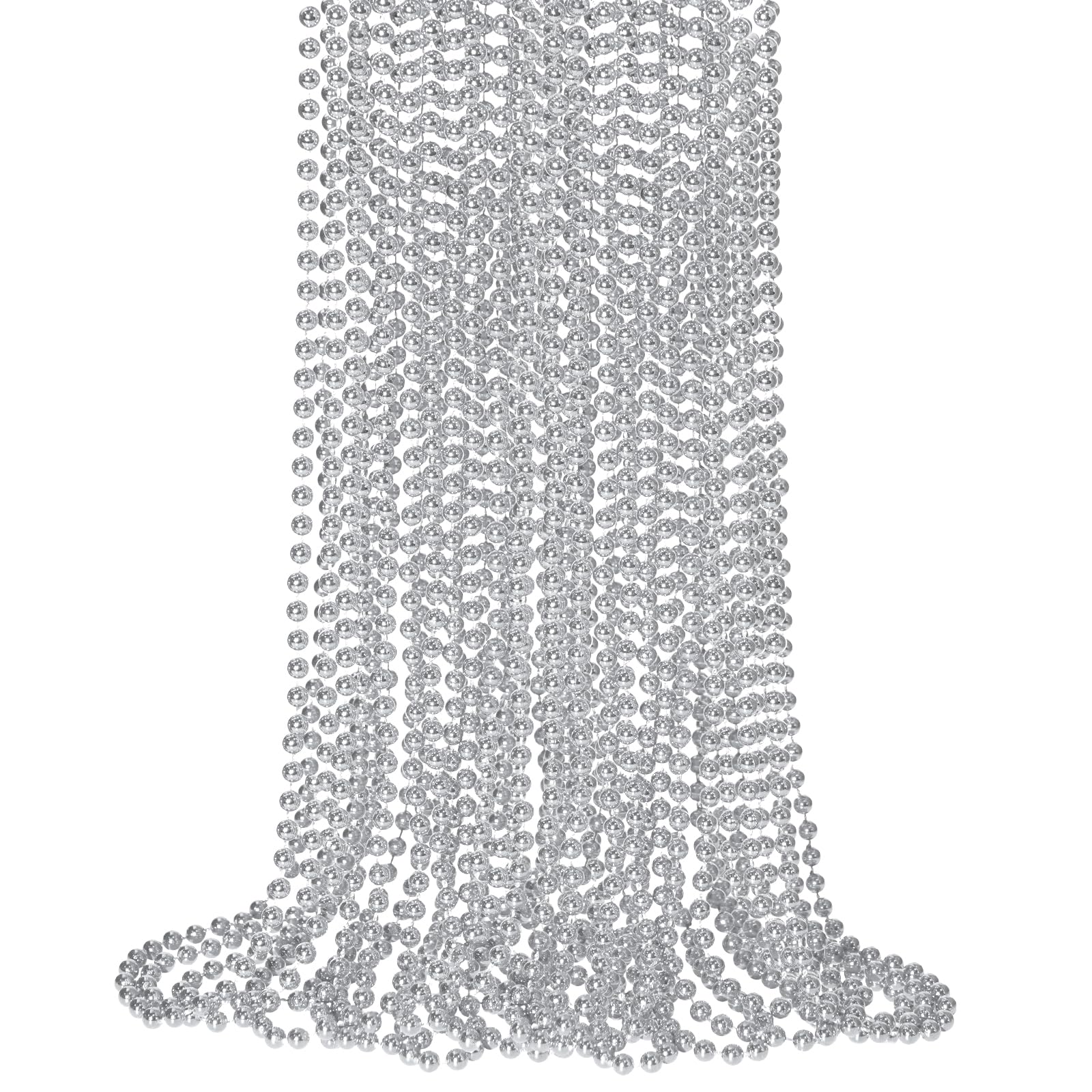 SHAOQINLIN silver Mardi Gras beads for festive parade throws.