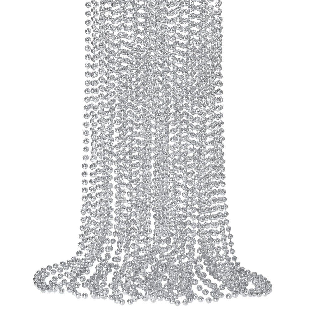 SHAOQINLIN silver Mardi Gras beads for festive parade throws.