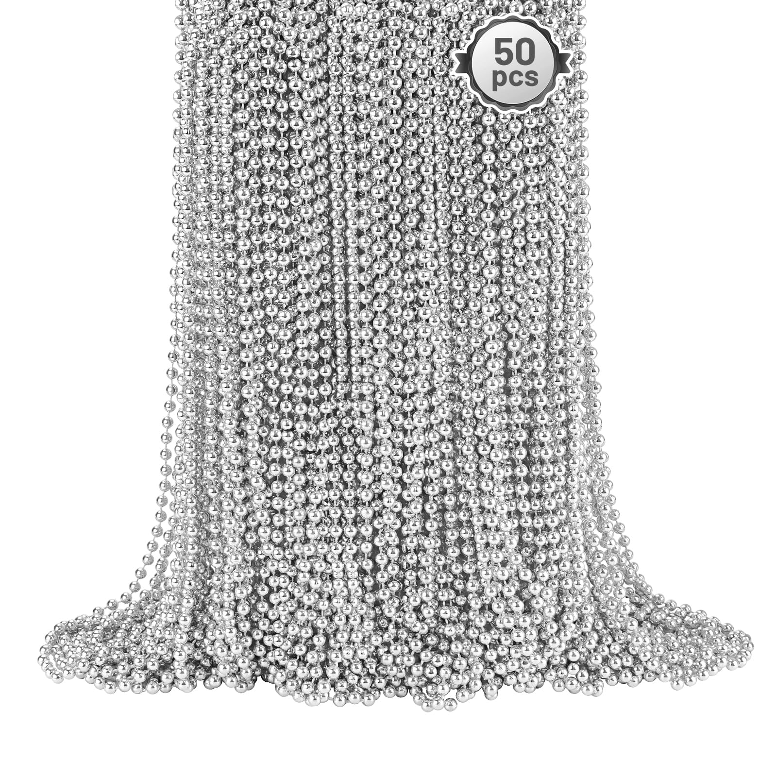 SHAOQINLIN silver Mardi Gras beads pack for festive décor and throws