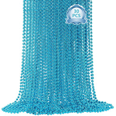 SHAOQINLIN Teal Bead Necklace close-up for Mardi Gras and festive decorations.