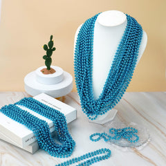 SHAOQINLIN Teal Bead Necklace in a parade setting, adds festive energy.