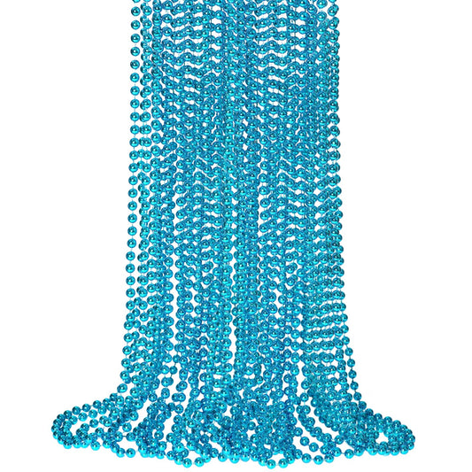 ShaoQinlin teal bead necklaces 12-pack ideal for Mardi Gras and party décor