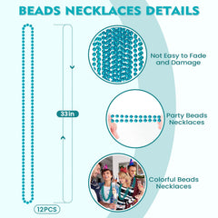 ShaoQinlin teal Mardi Gras beads close-up showing durable, lightweight design