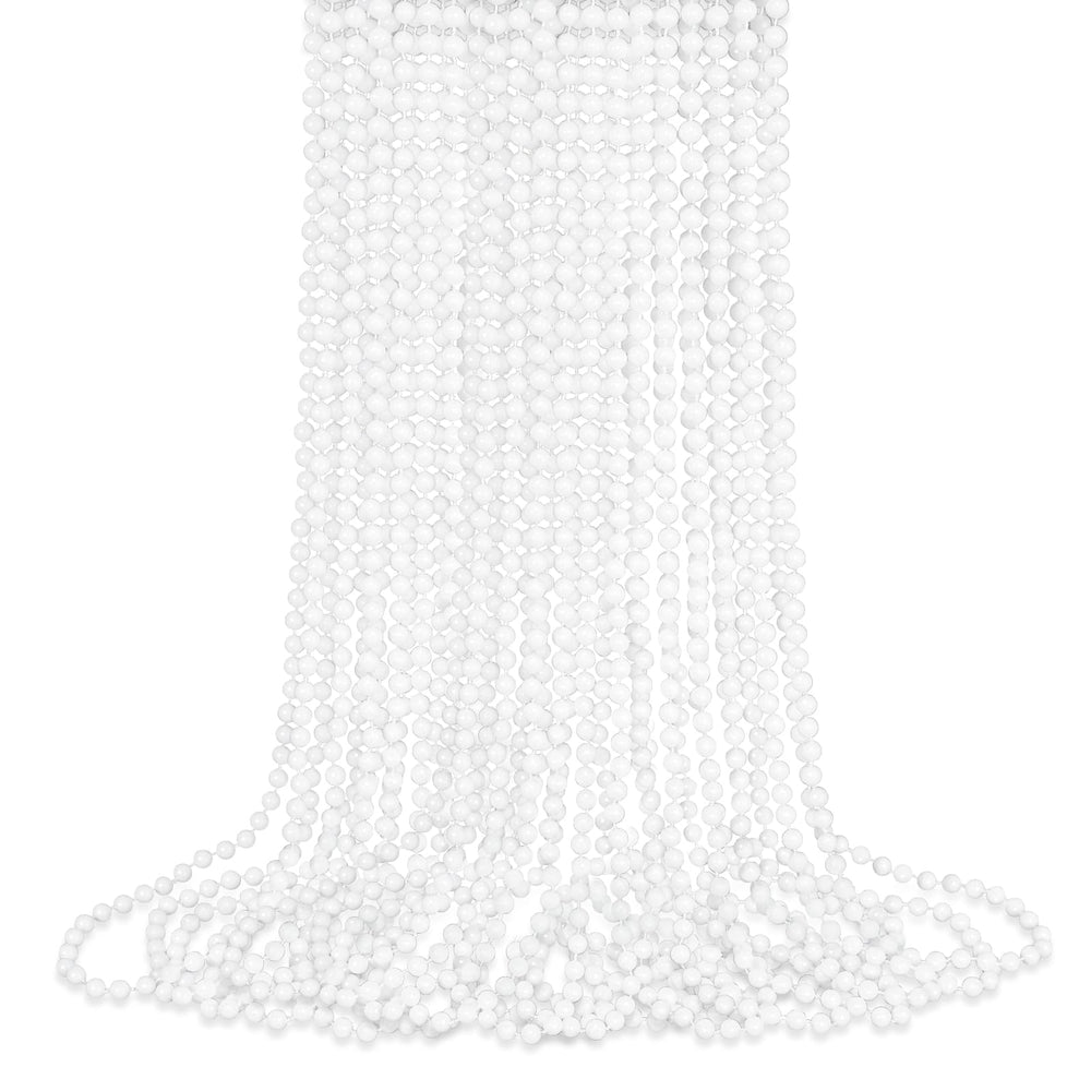 SHAOQINLIN white bead necklaces pack for easy party decoration.