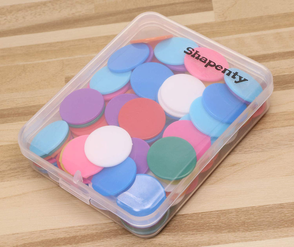 Shapenty colorful tokens suitable for classroom games and family play.