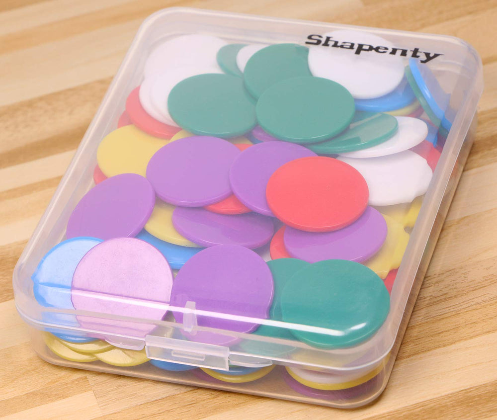 Shapenty counter discs serve as tokens for classroom games and learning activities