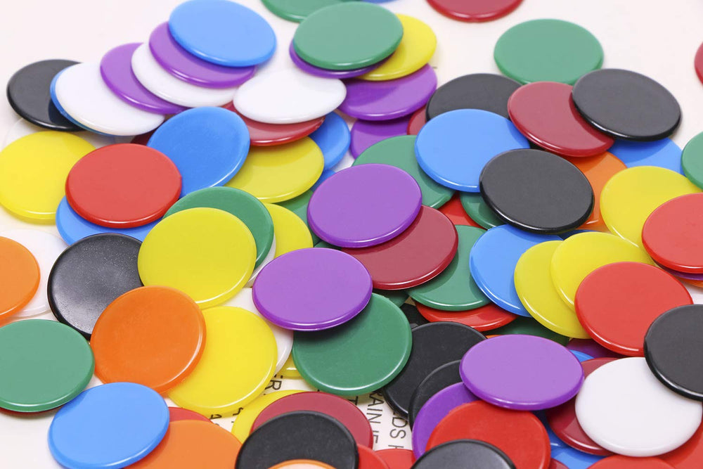 Compact storage box keeps chips organized and ready for classroom or game night.