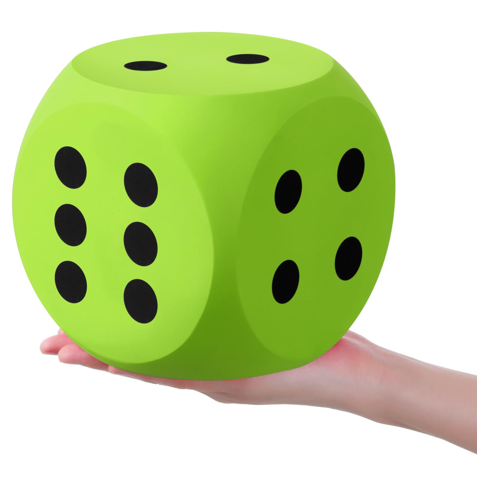 Shappy 6-inch foam dice in green, ideal for classroom math practice and group play.