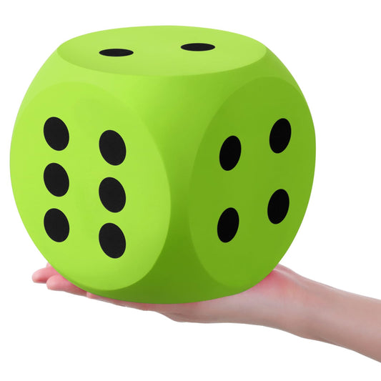 Shappy 6-inch foam dice in green, ideal for classroom math practice and group play.