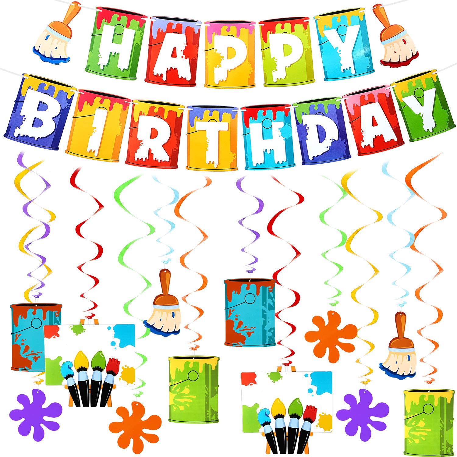 Shappy art painting banner adds colorful birthday decor and photo-ready backdrop