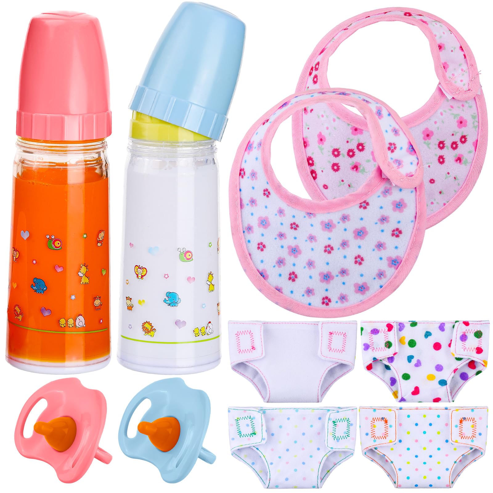 Shappy baby doll feeding set in pink and blue for realistic caregiver role-play