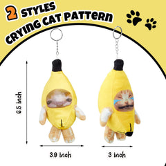 Shappy banana cat keychain crying action close-up, playful sound for entertaining moments