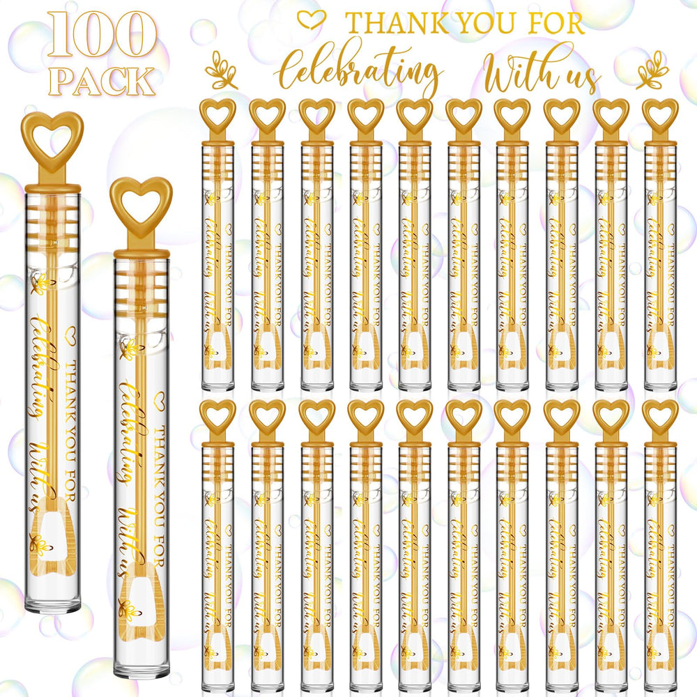 Shappy bubble wand with gold heart design in bulk packaging for celebrations.