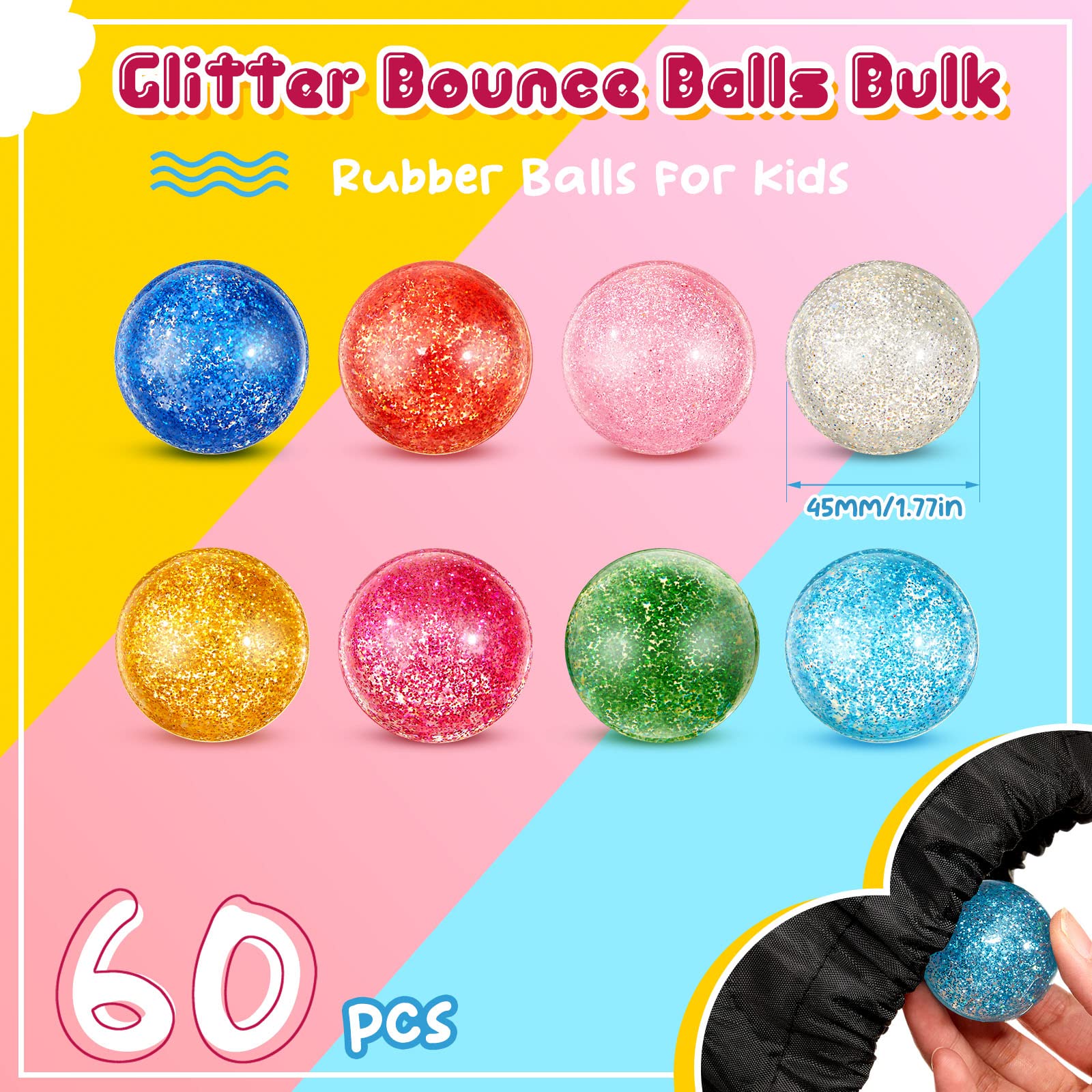 Shappy bulk bouncy balls with storage bag, easy to carry.