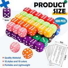 Shappy colorful acrylic dice close-up highlights durable, fade-resistant quality.