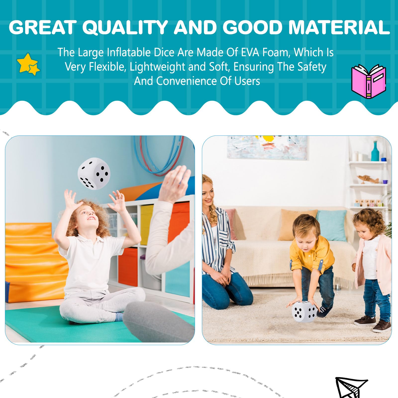 Shappy EVA foam dice, safety-first design, ideal for relaxed family game nights.