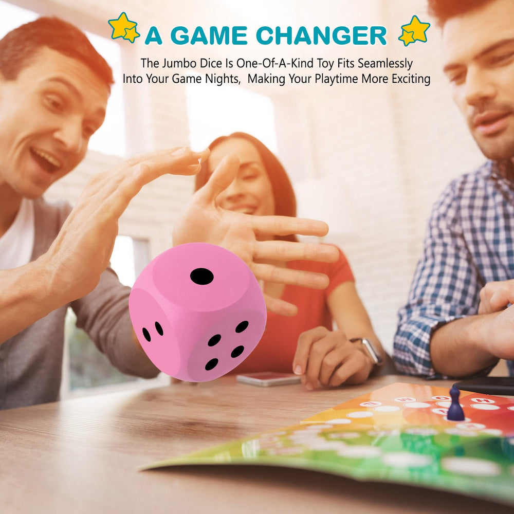 Shappy 3-inch pink foam dice gift-ready packaging.