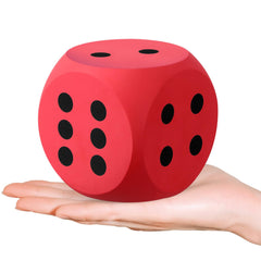 Shappy 3in red foam dice close-up for safe math practice