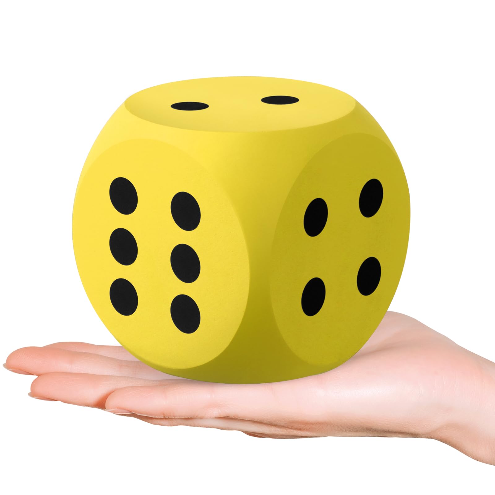 Shappy 3-inch yellow foam dice for giant game nights