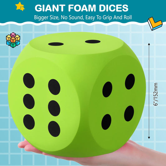 Shappy giant foam dice on a table during family game night, showcasing easy grip.