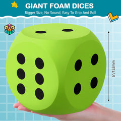 Shappy giant foam dice on a table during family game night, showcasing easy grip.