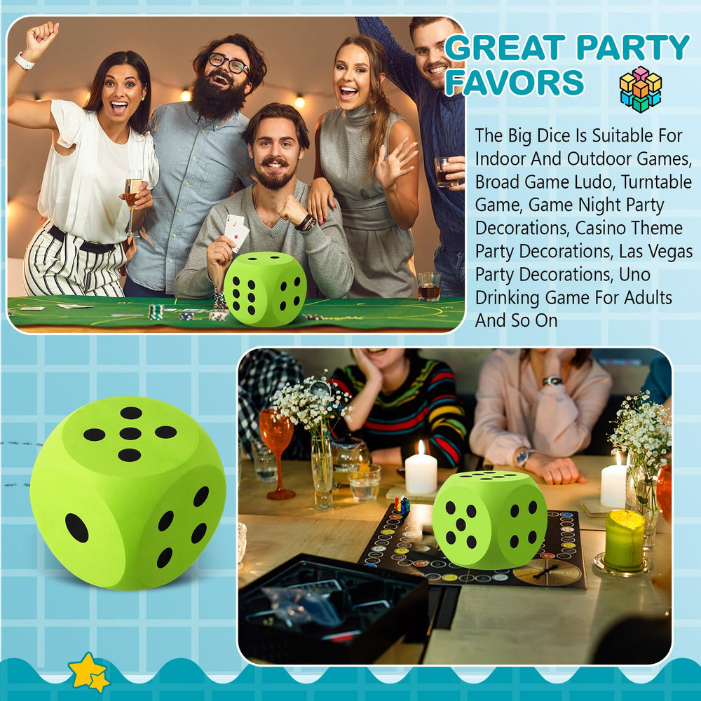 Shappy large foam dice measuring 6x6x6 inches, tactile and engaging.