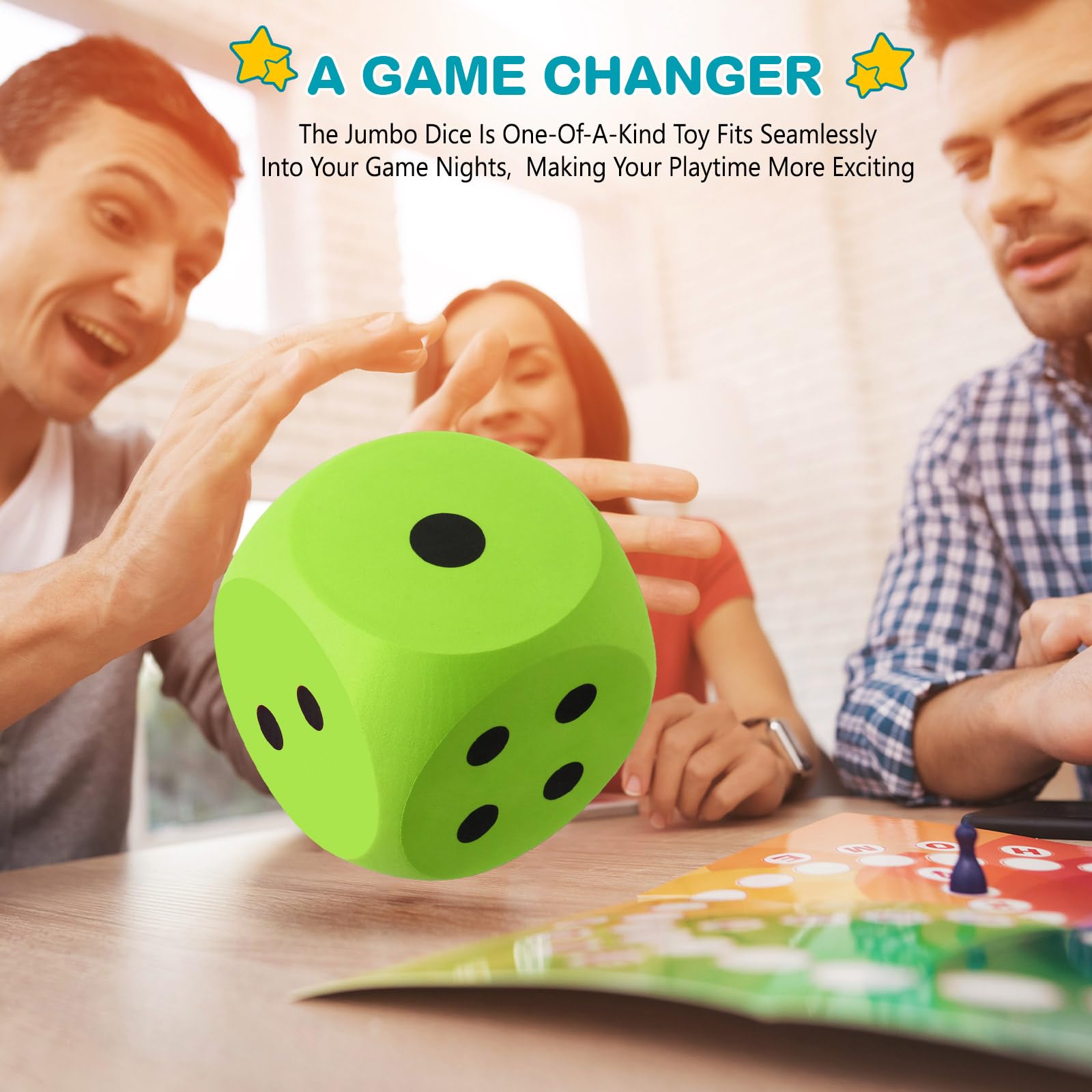 Shappy kawaii green dice for educational activities and creative play.