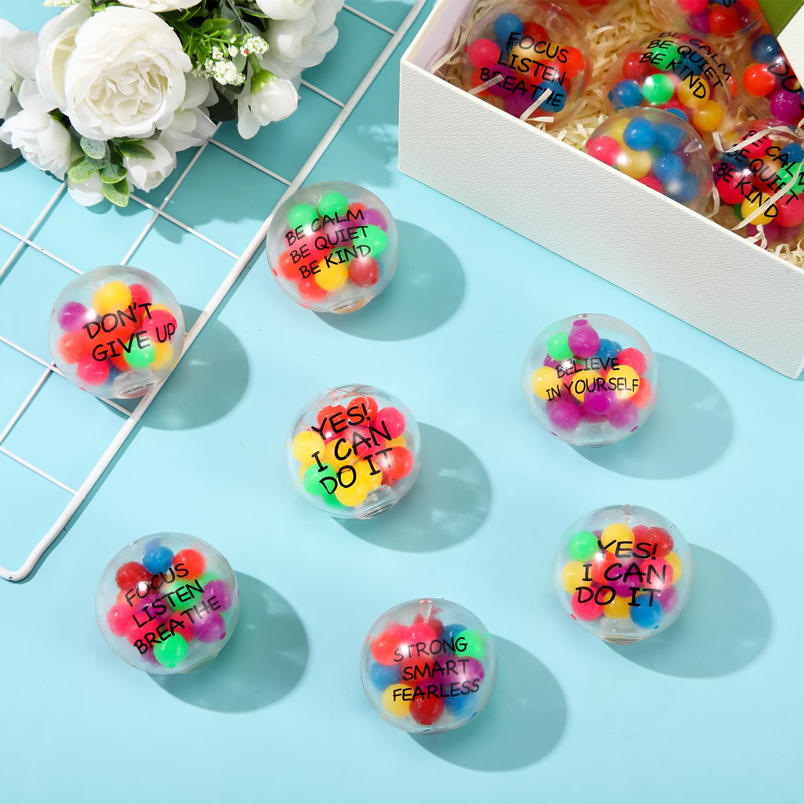Office or classroom setting with Shappy stress balls ready for sharing.