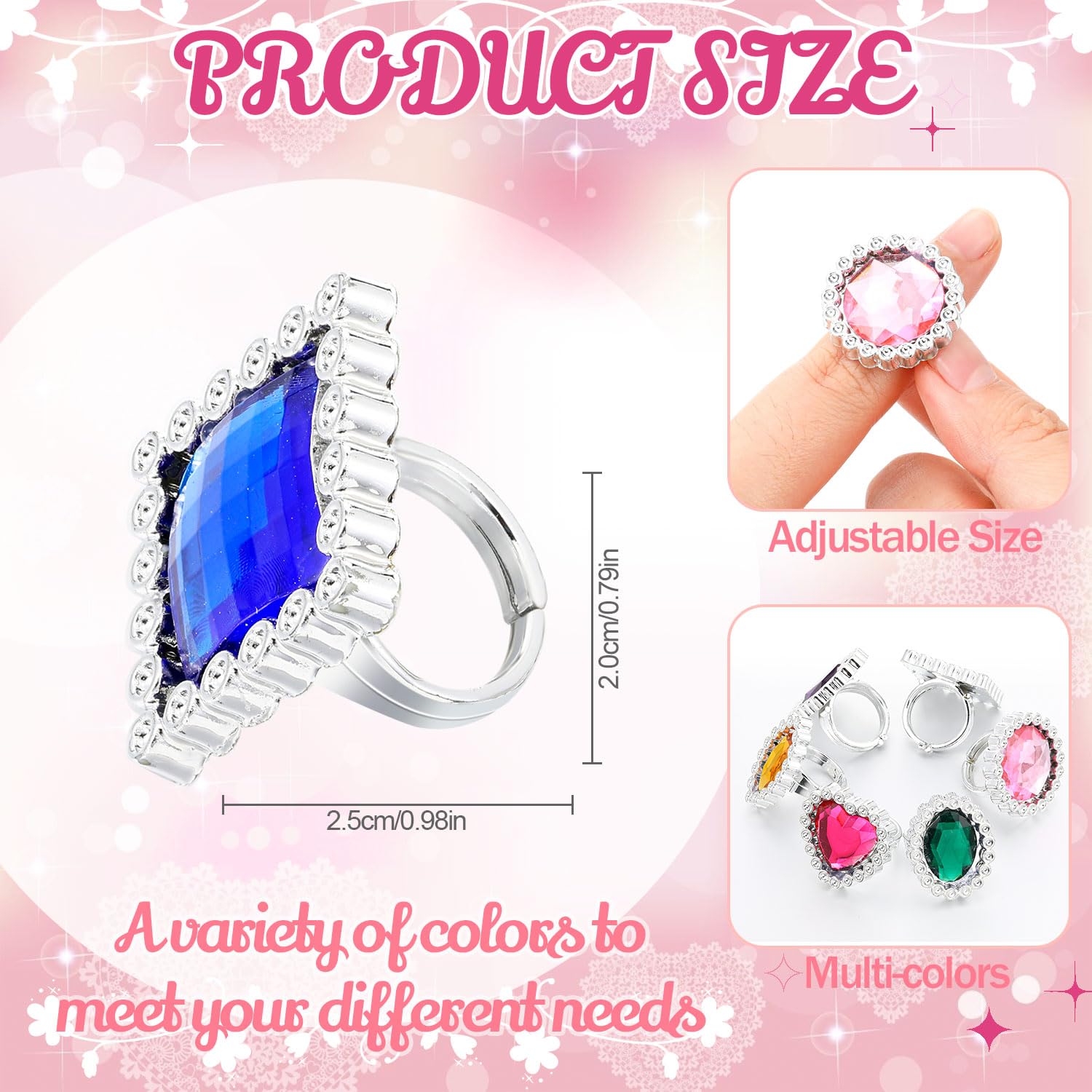 Shappy princess dress-up rings with vibrant colors for pretend games