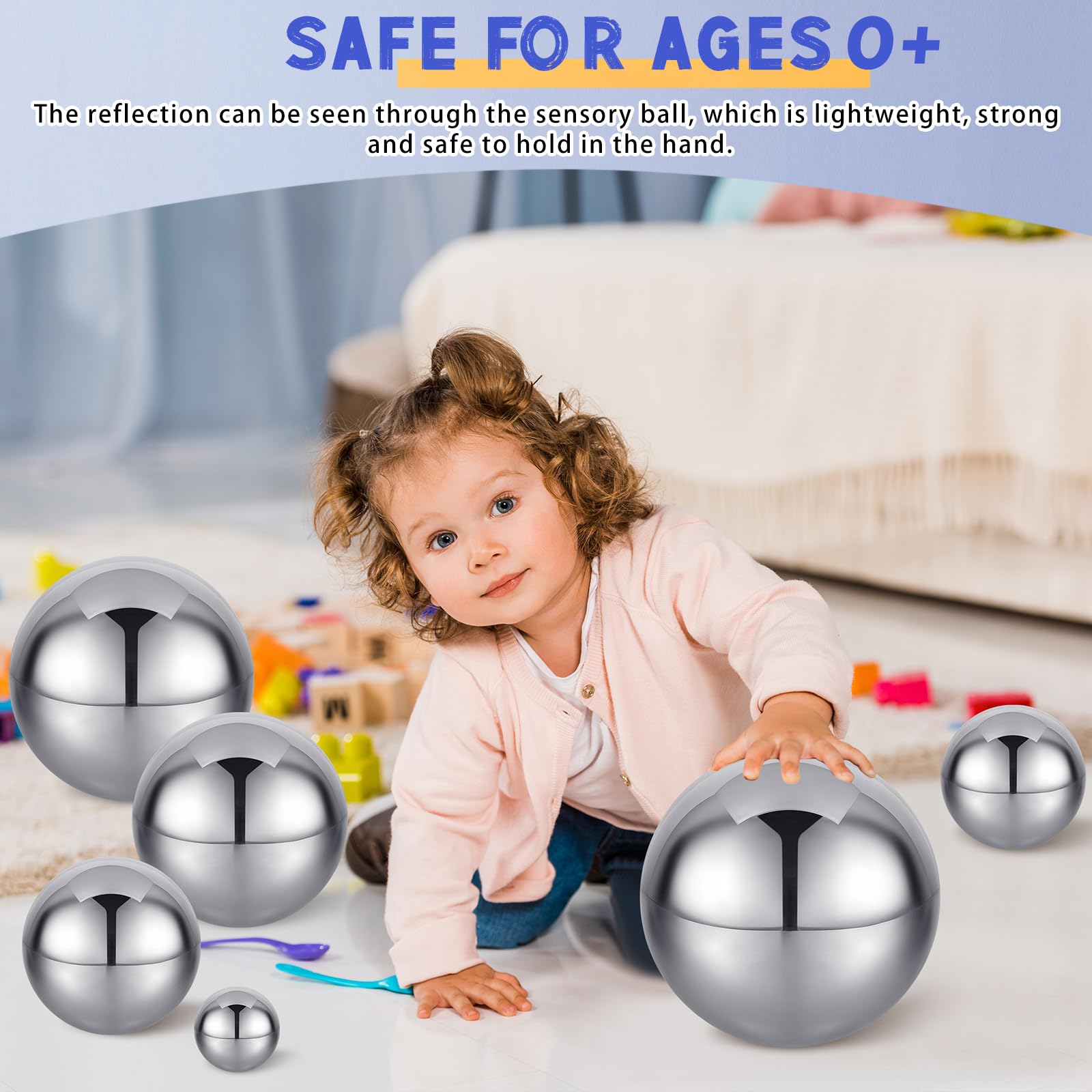 Shappy sensory balls 5-91-inch reflective sphere enhances visual curiosity.