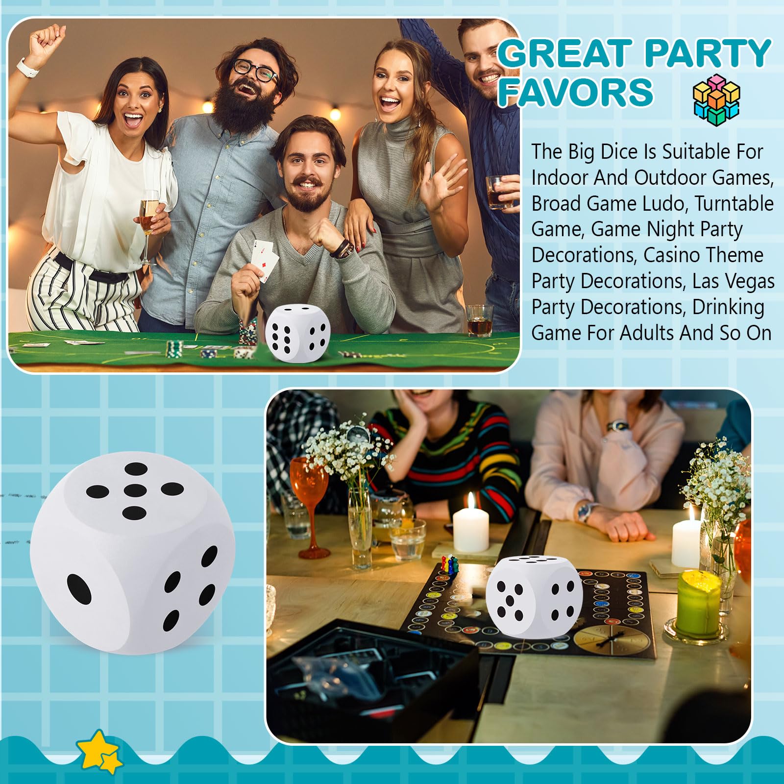 Shappy teacher-use dice as counters, encouraging counting and color-coded activities.