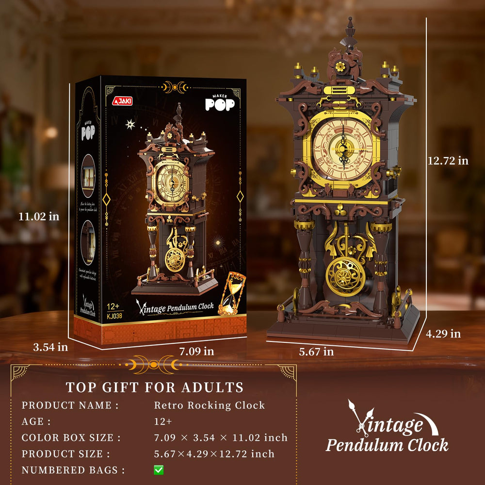 SHAREHB Vintage Swing Clock brick compatibility supports creative building with major brick brands.