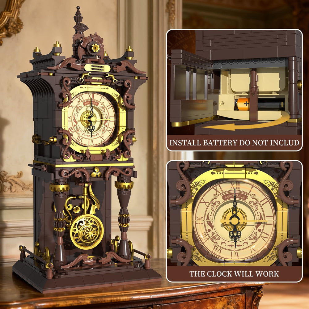 SHAREHB Vintage Swing Clock mechanical movement reveals gears for hobbyists and learners.