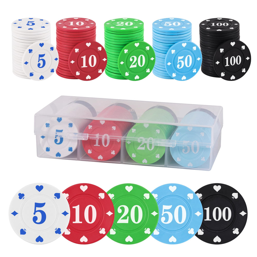 Sharkplay poker chips set of 100 with storage box for easy setup.
