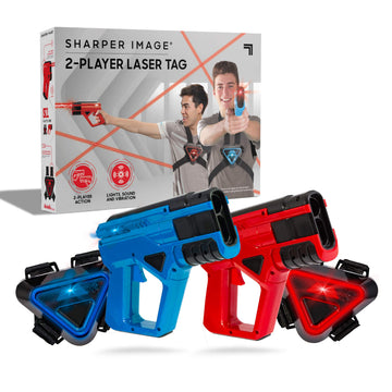 Sharper Image laser-tag blaster gun front in action for competitive play.