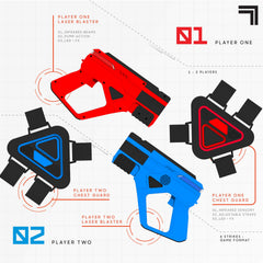 Sharper Image laser-tag set packaging shows quick setup for instant fun.