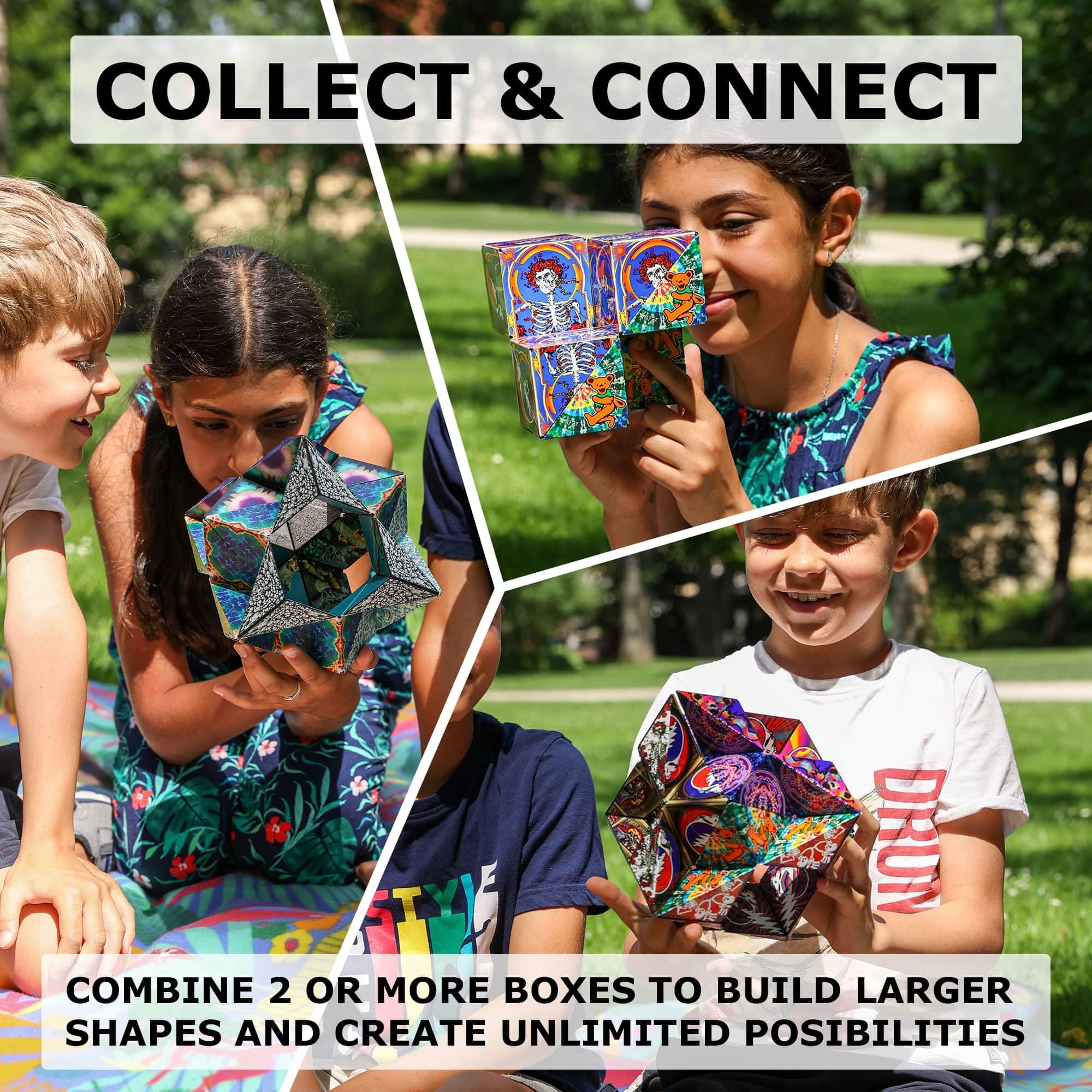 Shashibo 100 shapes concept illustrated by a puzzle cube in use.