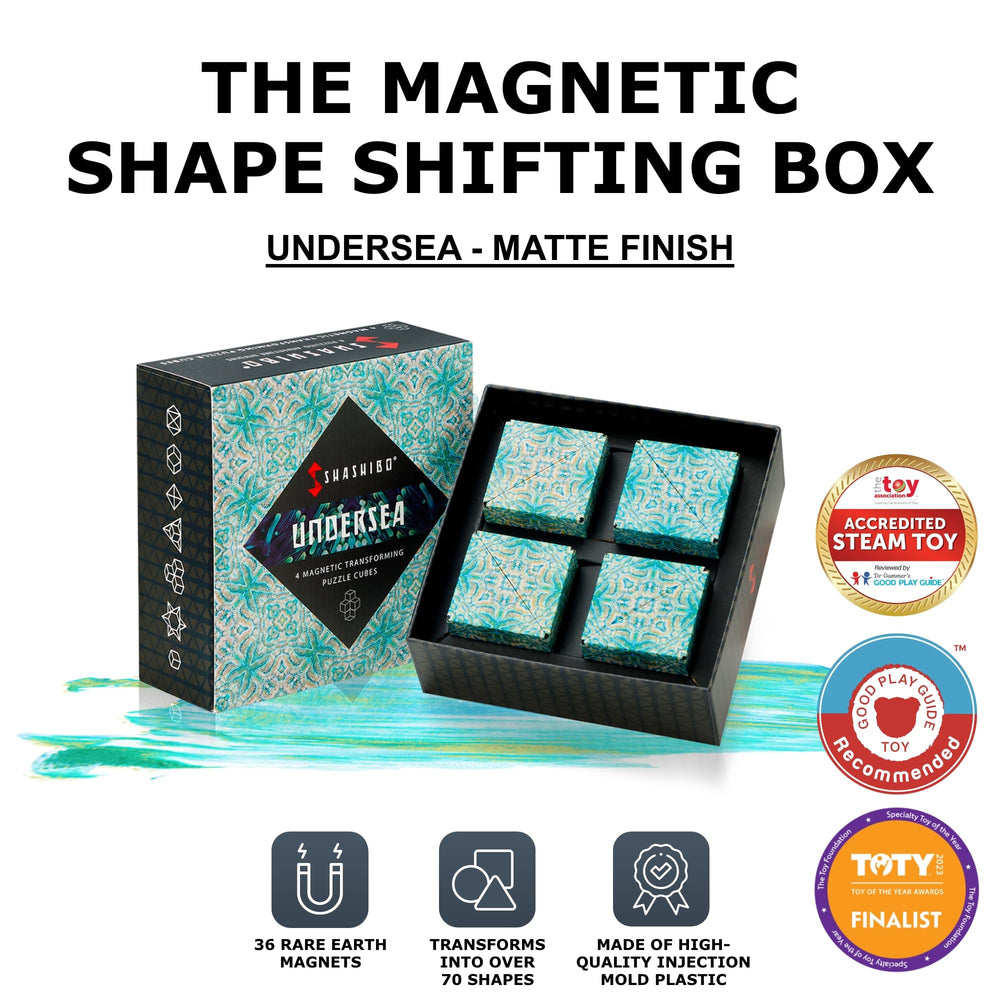Shashibo transforms into 70+ shapes showcasing magnets at work.