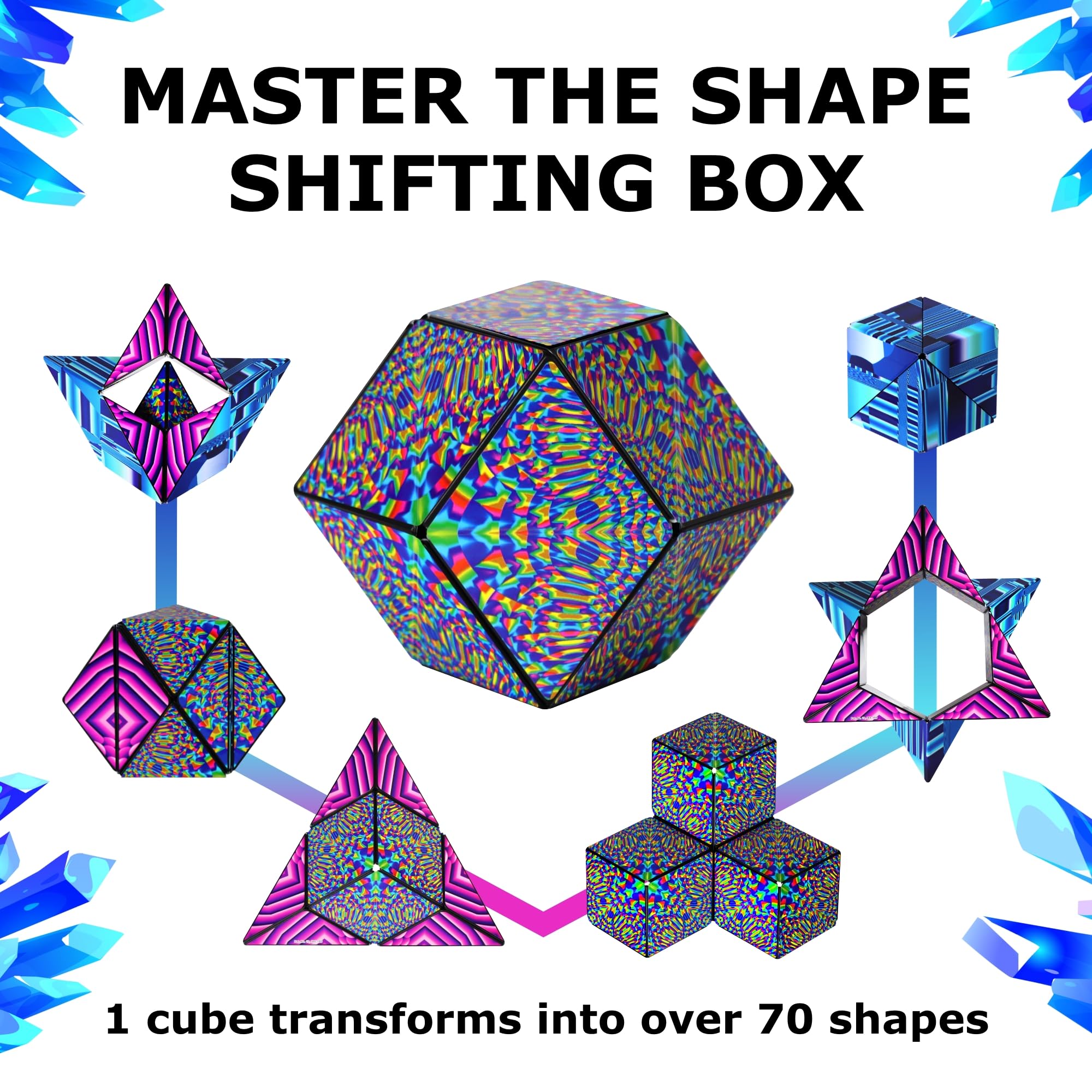 Shashibo blue crystal screen-free play promotes tactile engagement and calm focus