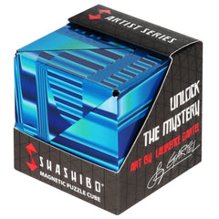 Shashibo blue crystal shape-transform demonstrates 100+ reshaping options for focused play
