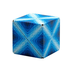 Shashibo Blue Planet magnetic cubes connected to form larger sculptures