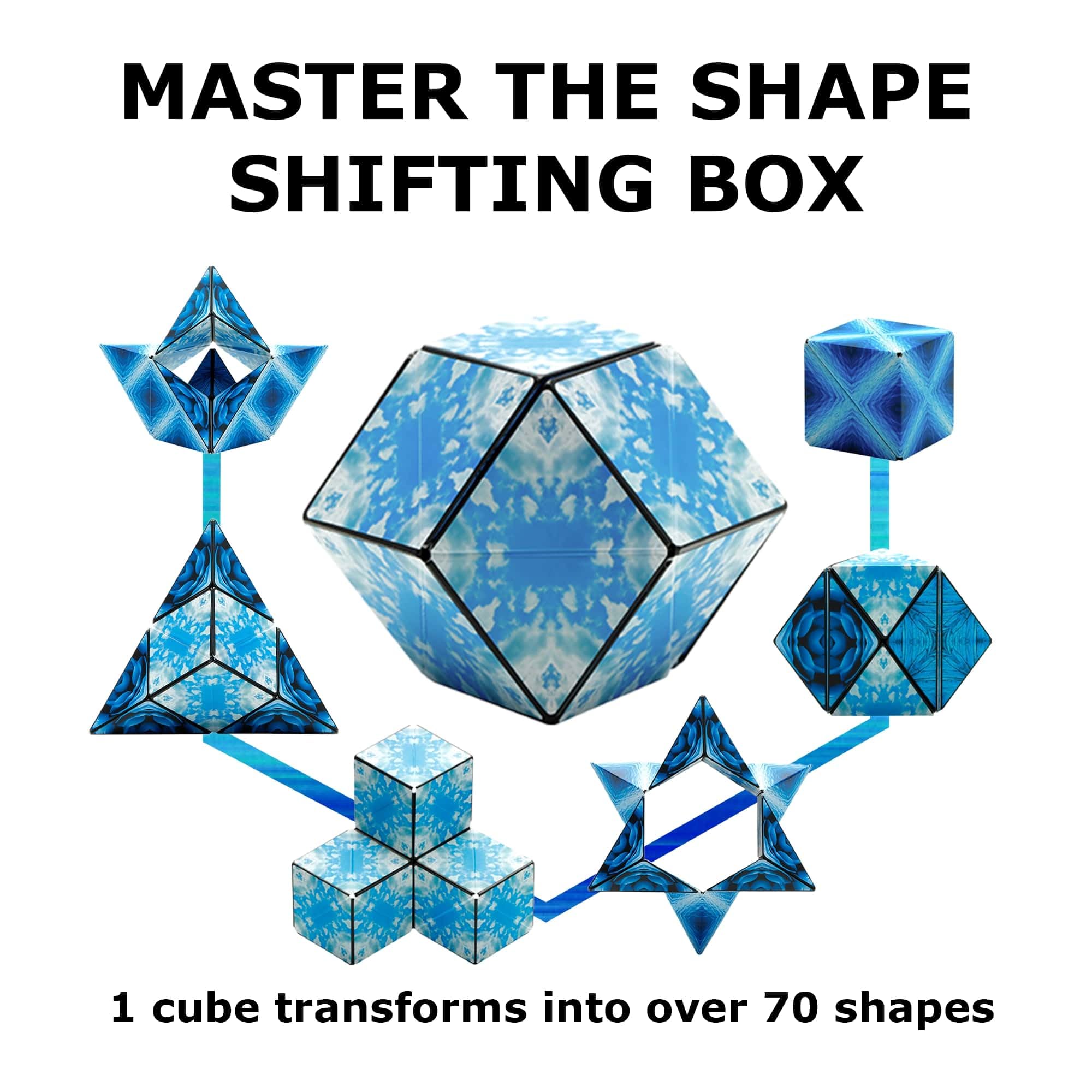 Shashibo Blue Planet display of varied shapes during play