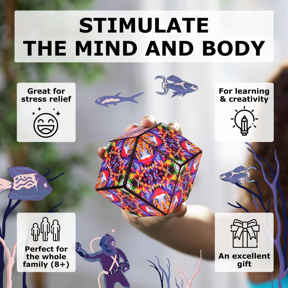 Shashibo compact travel toy visual: portable and quiet for on-the-go focus.