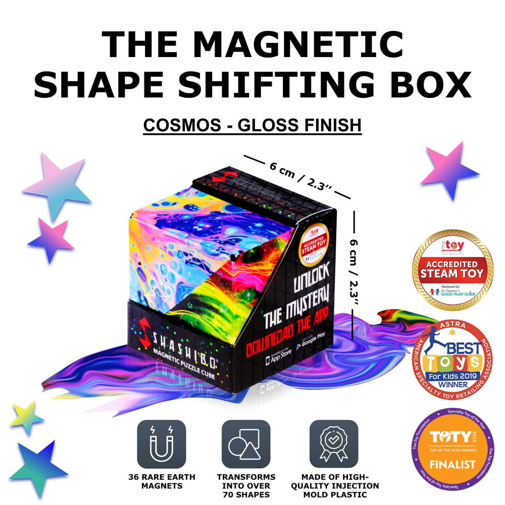 Shashibo Cosmos magnet system enables stable connections for larger builds.