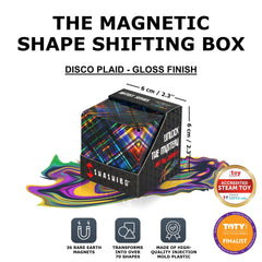 Shashibo Disco Plaid transforming shape reveals 100+ forms for creative exploration.