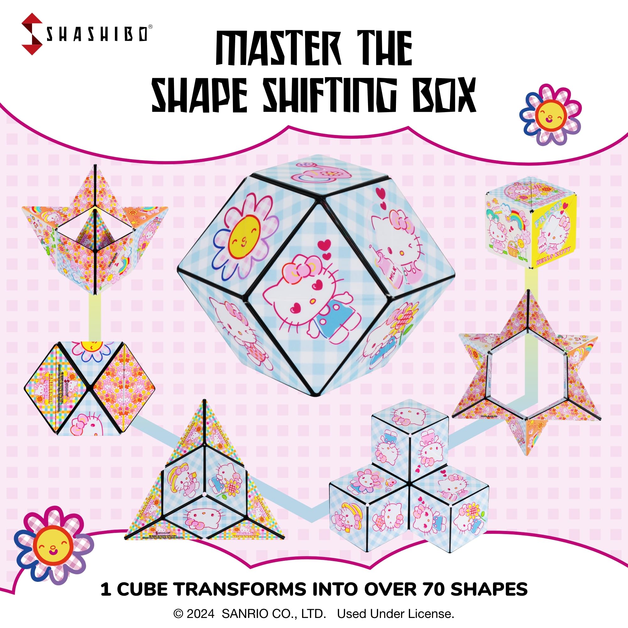 Shashibo Hello Kitty color variants inviting collecting and connecting for bigger sculptures.