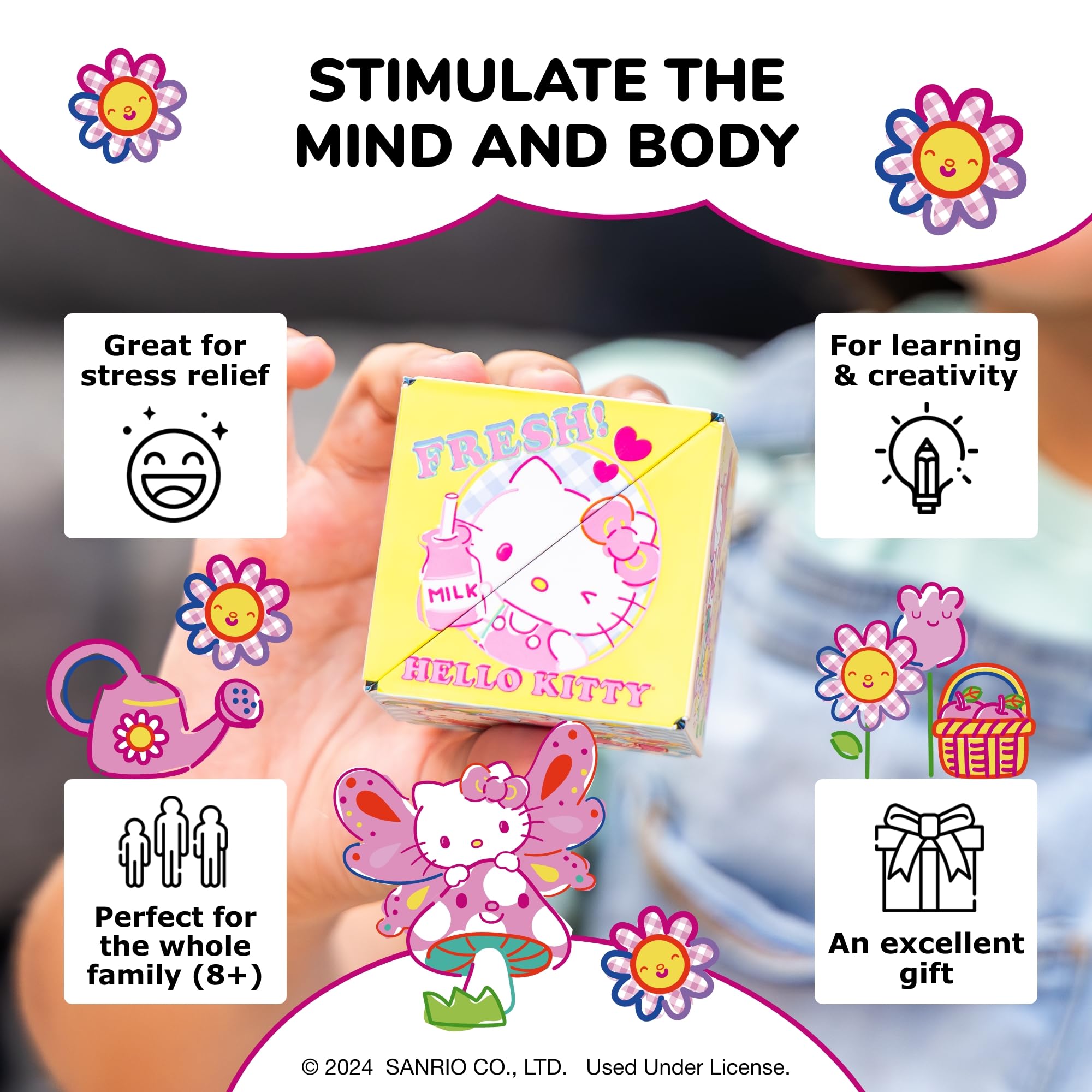 Shashibo Hello Kitty three-color designs ideal for bright play sessions.
