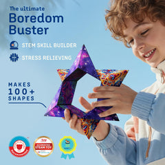 Shashibo magnetic cubes connect to form large structures for collaborative play.
