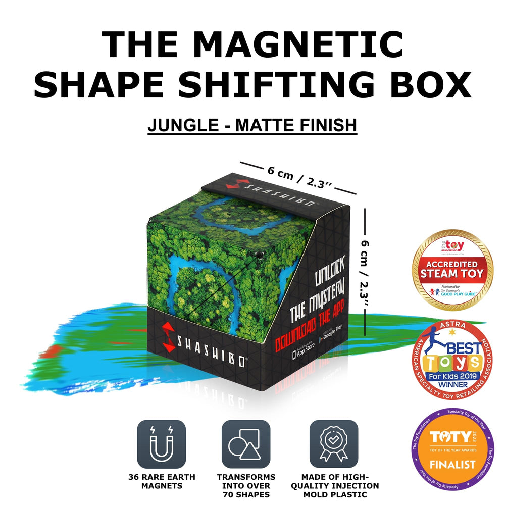 Shashibo magnetic cubes connected to build larger structures.